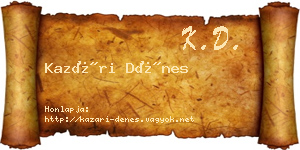 Kazári Dénes névjegykártya
